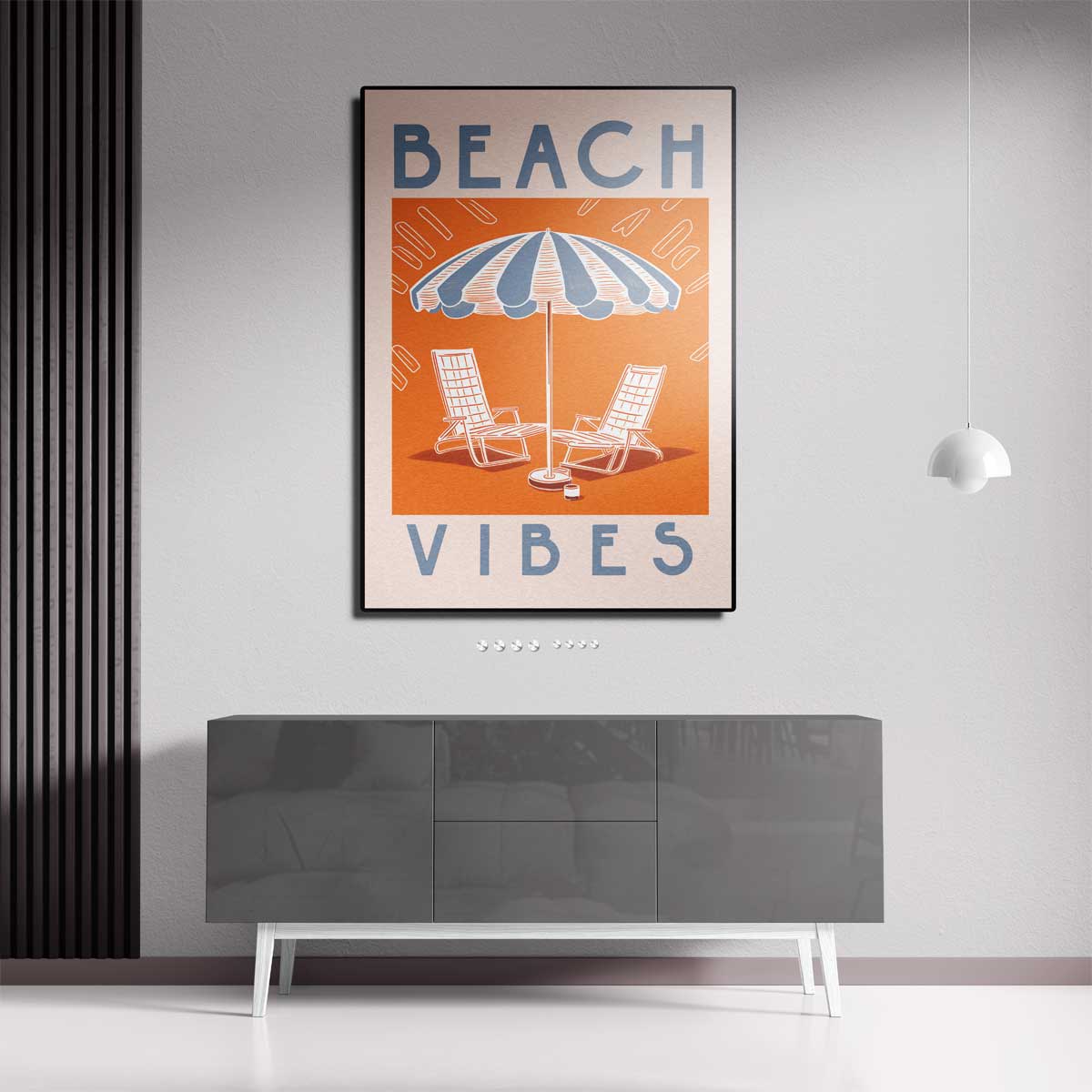 Beach vibes – kunstwerk met zwarte baklijst