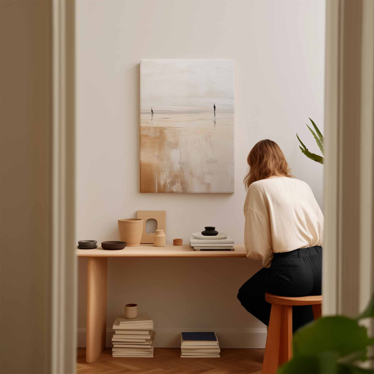 Stilte aan zee – staand kunstwerk voor modern interieur