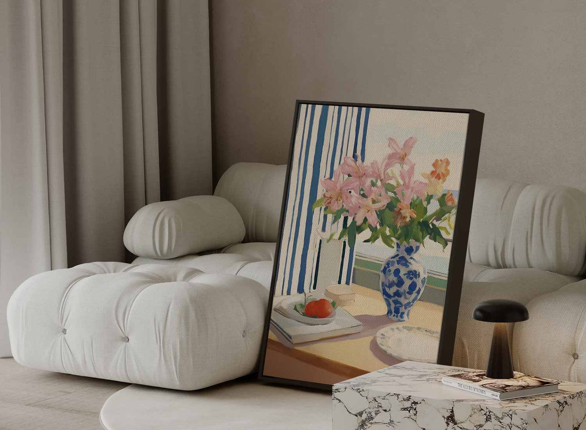 Zomerlicht aan tafel – dibond wanddecoratie in staand formaat