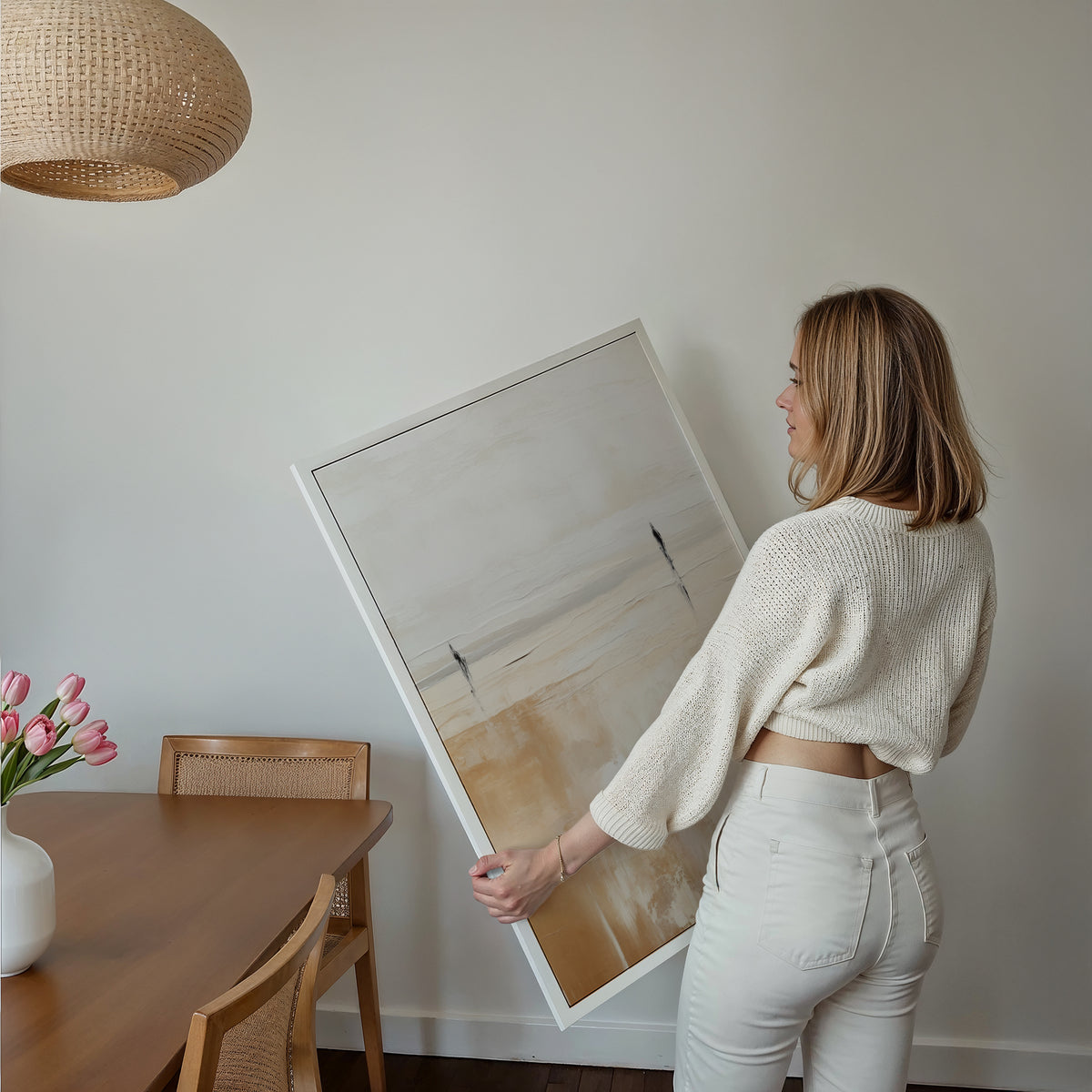 Rustige kustlijn – canvas drieluik in portret formaat