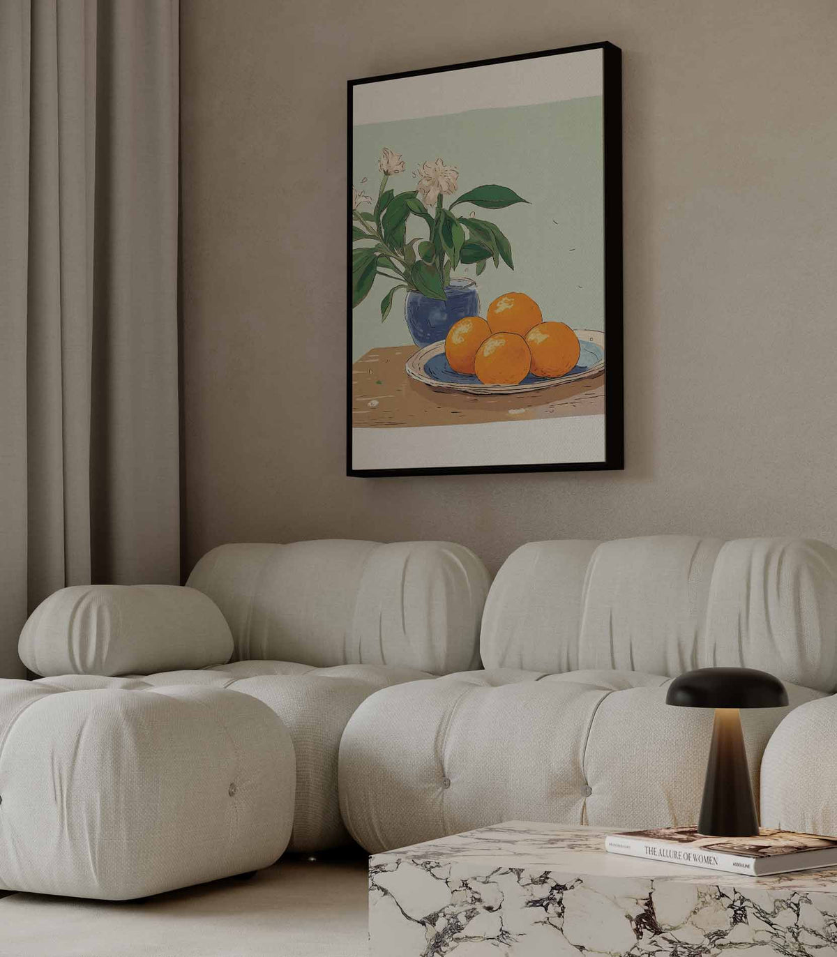 Sinaasappels op tafel – staande wandkunst voor woonkamer of interieur