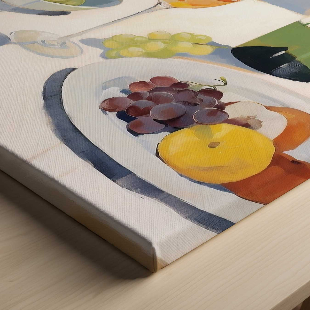 Glas wijn en fruit – canvas wanddecoratie in portret formaat