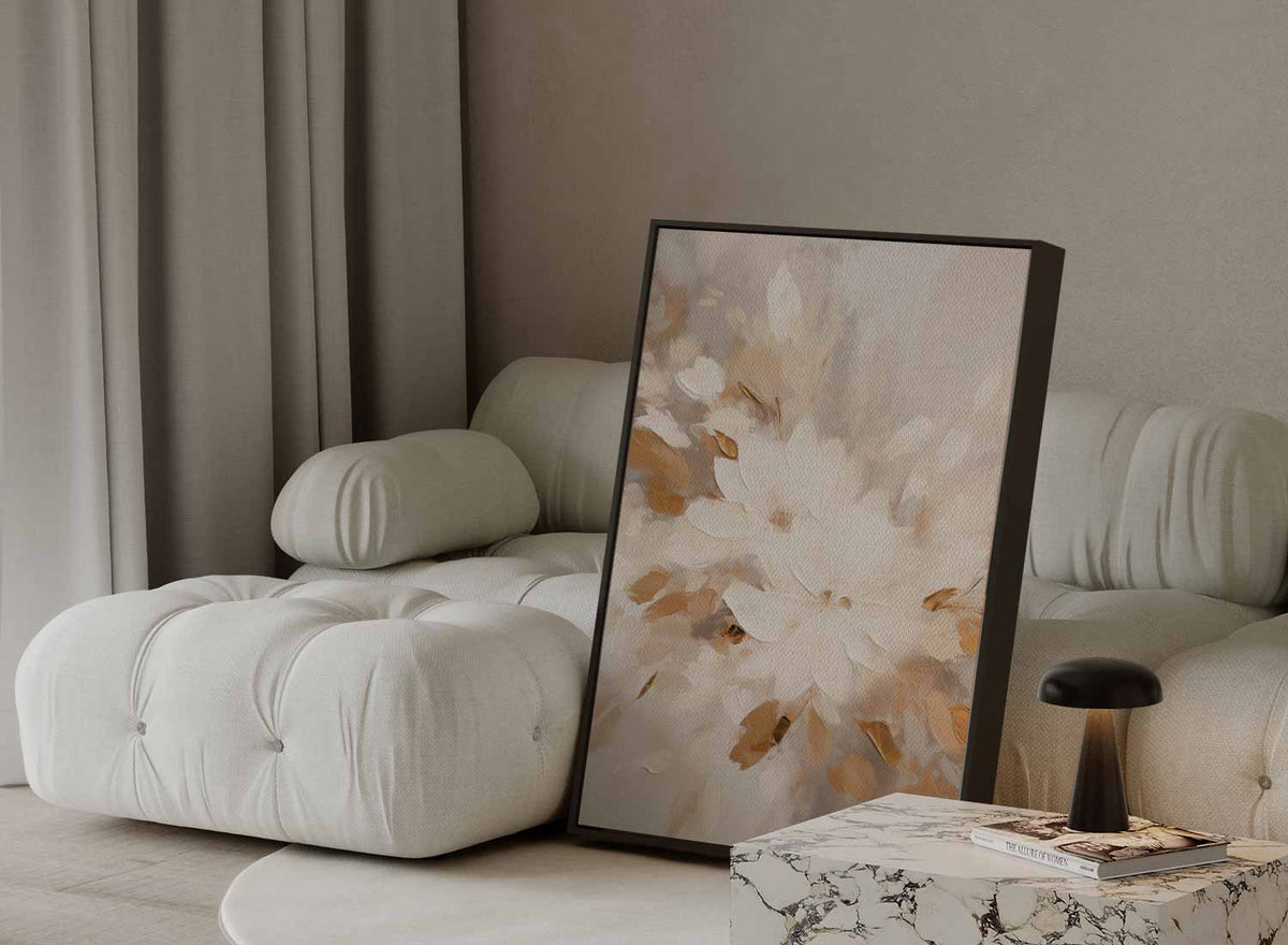 Bloemen in zachte tinten – staand kunstwerk voor modern interieur