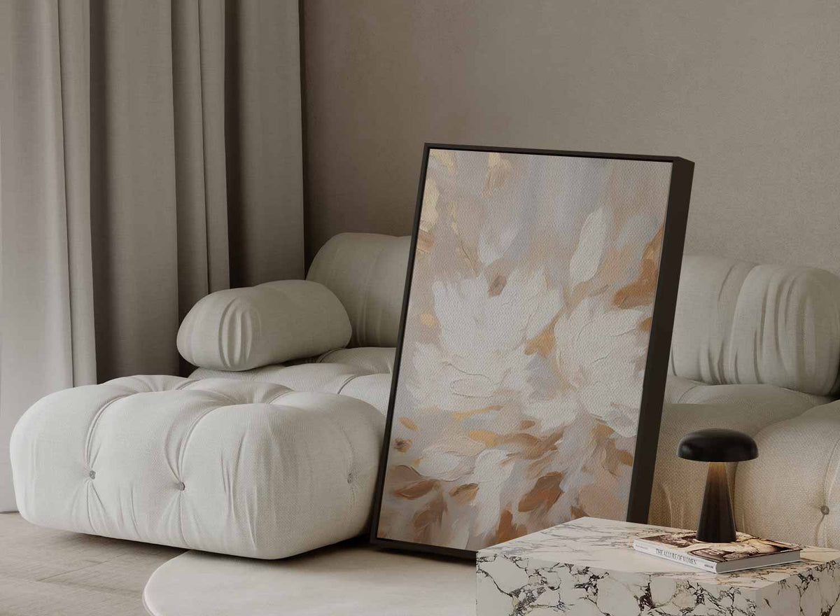 Bloemen met warme penseelstreken – staand kunstwerk voor modern interieur