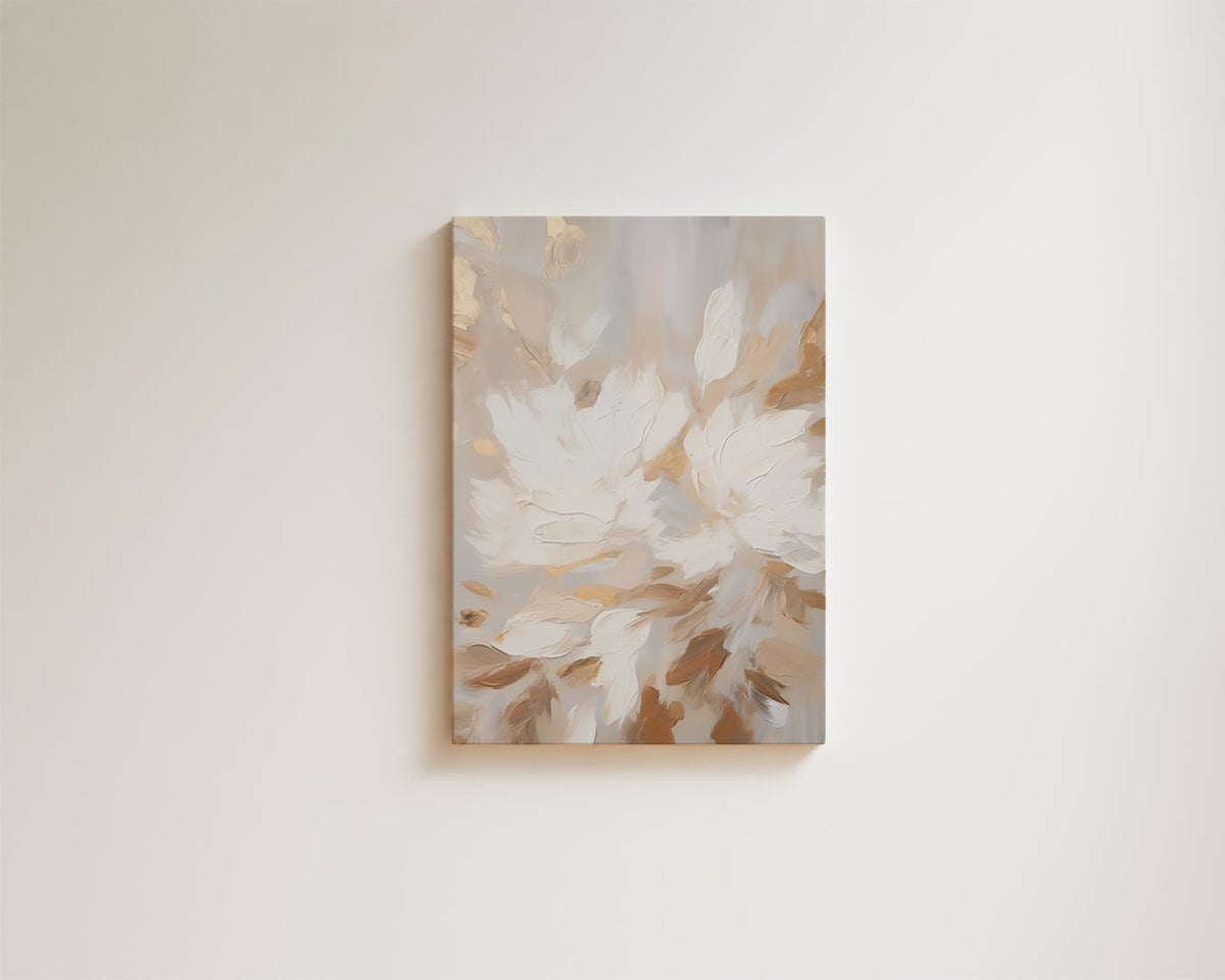 Bloemen met warme penseelstreken – staande wandkunst voor woonkamer of interieur