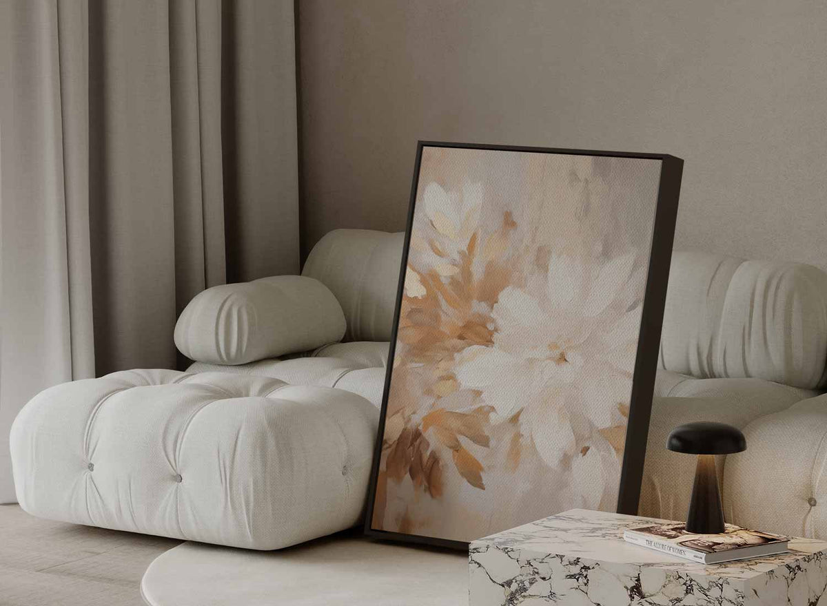 Bloemen in warme tonen – staand kunstwerk voor modern interieur