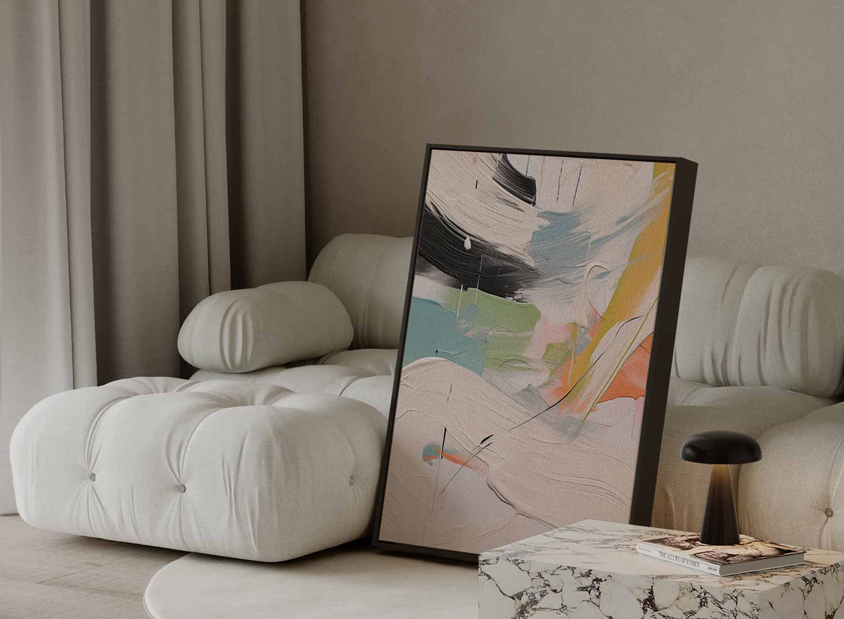 Kleurenspel in beweging – canvas wanddecoratie in portret formaat
