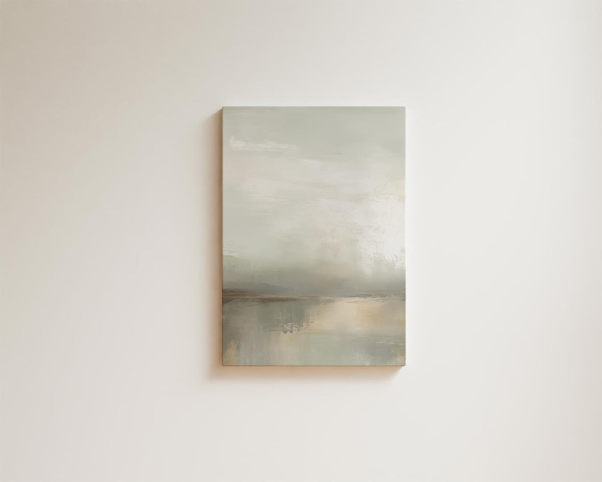 Neutrale abstractie met diepte – staande wandkunst voor woonkamer of interieur