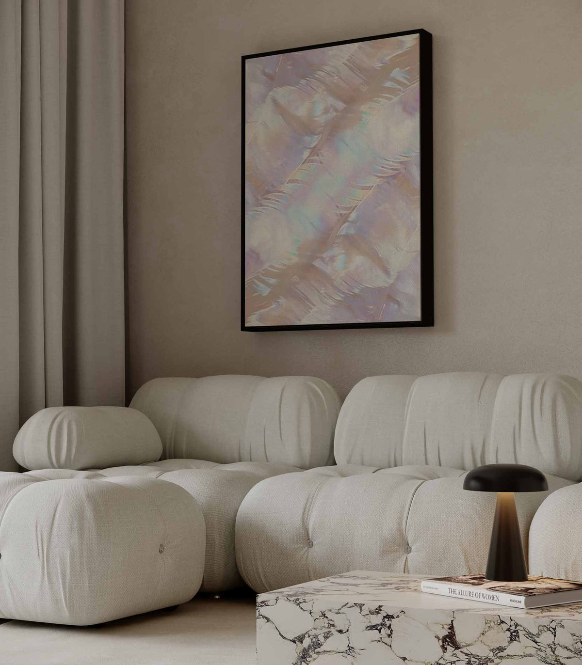 Iriserende abstractie in pastelkleuren – staand kunstwerk voor modern interieur
