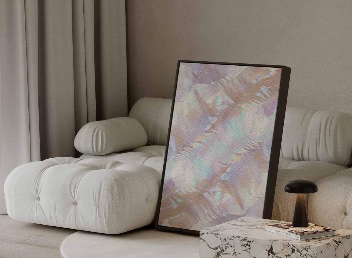 Iriserende abstractie in pastelkleuren – canvas wanddecoratie in portret formaat