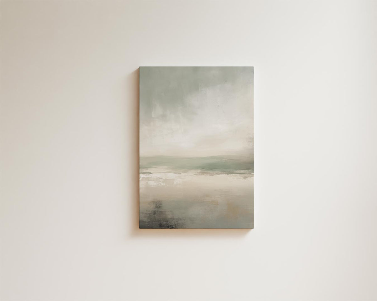 Zacht landschap in groentinten – staande wandkunst voor woonkamer of interieur