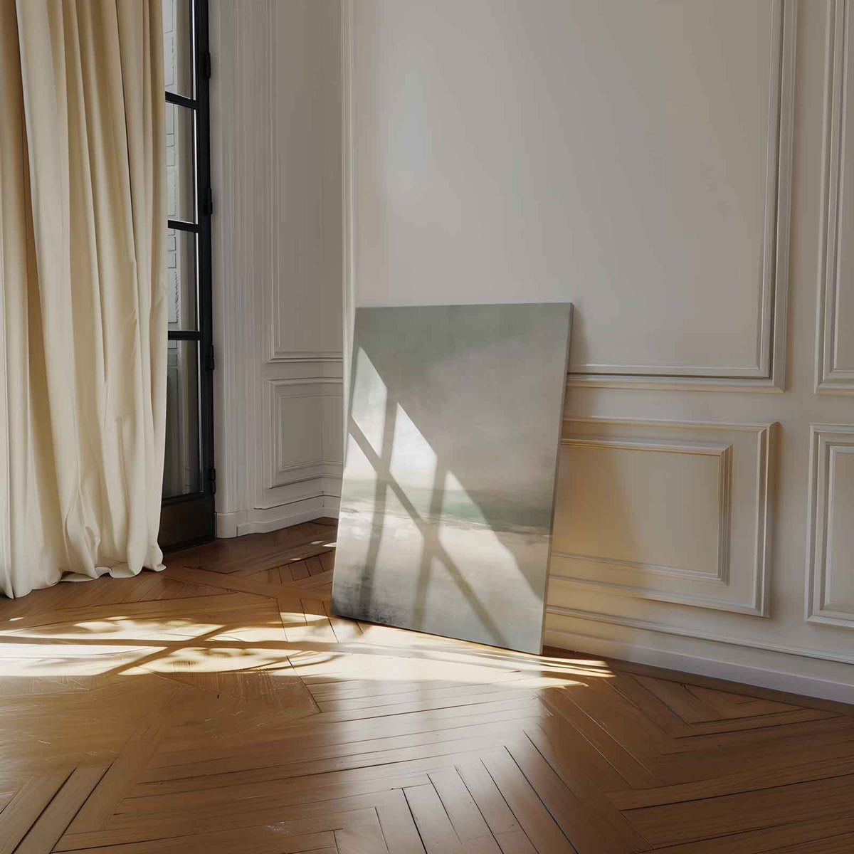 Zacht landschap in groentinten – plexiglas wanddecoratie in portret formaat