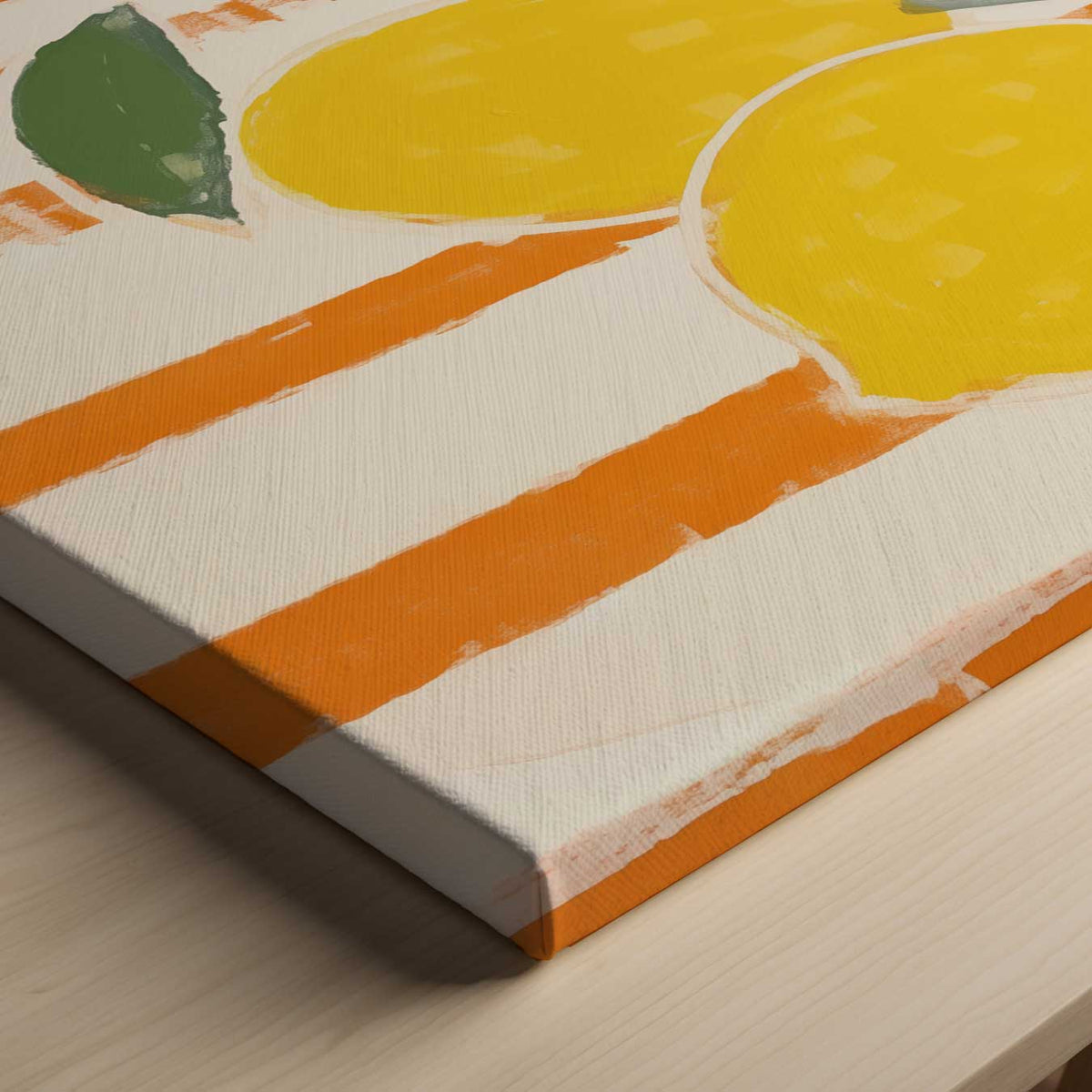 Citroenen op gestreepte achtergrond – staande wandkunst voor woonkamer of interieur