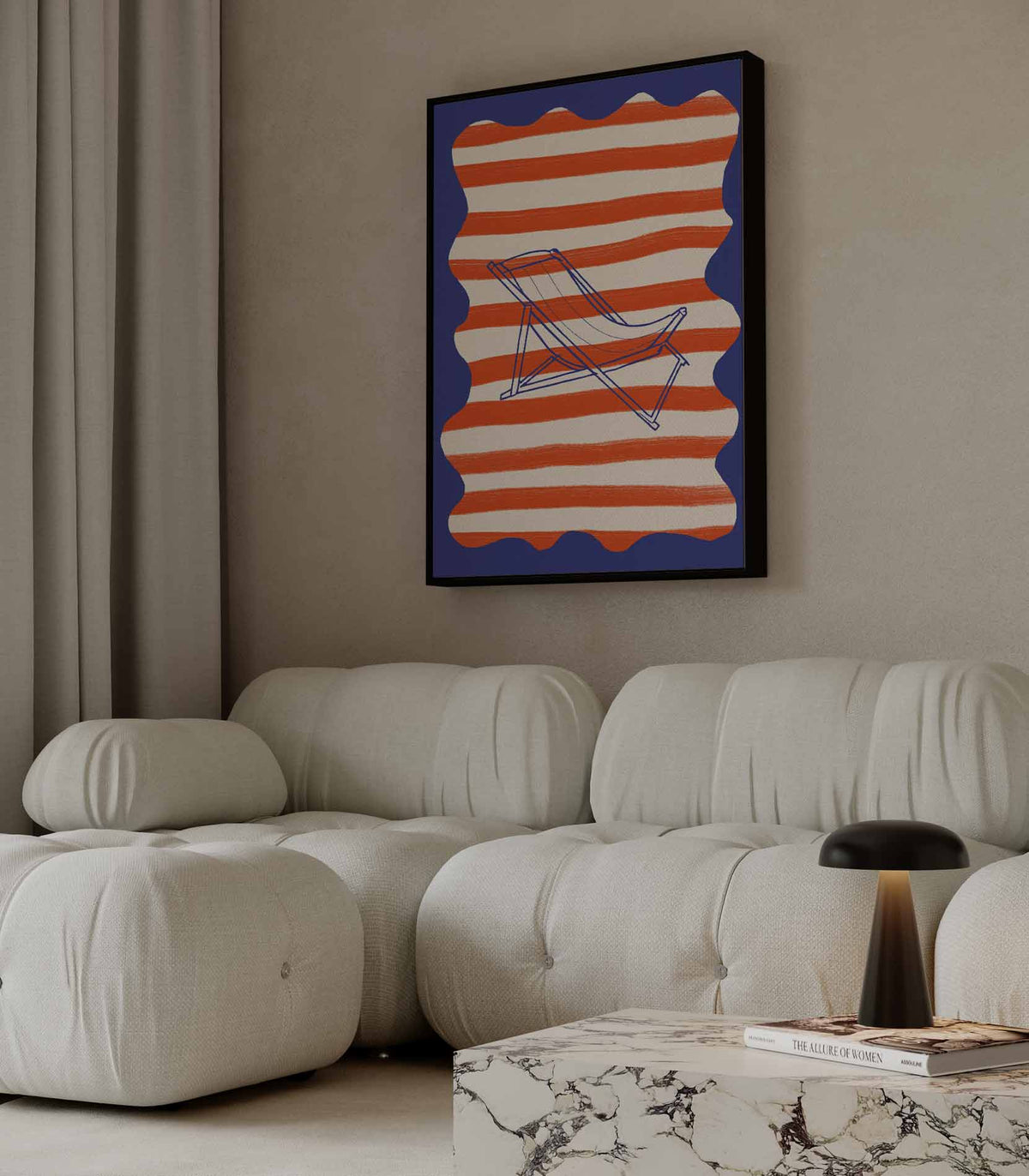 Strandstoel in streep – portret kunstwerk als wanddecoratie