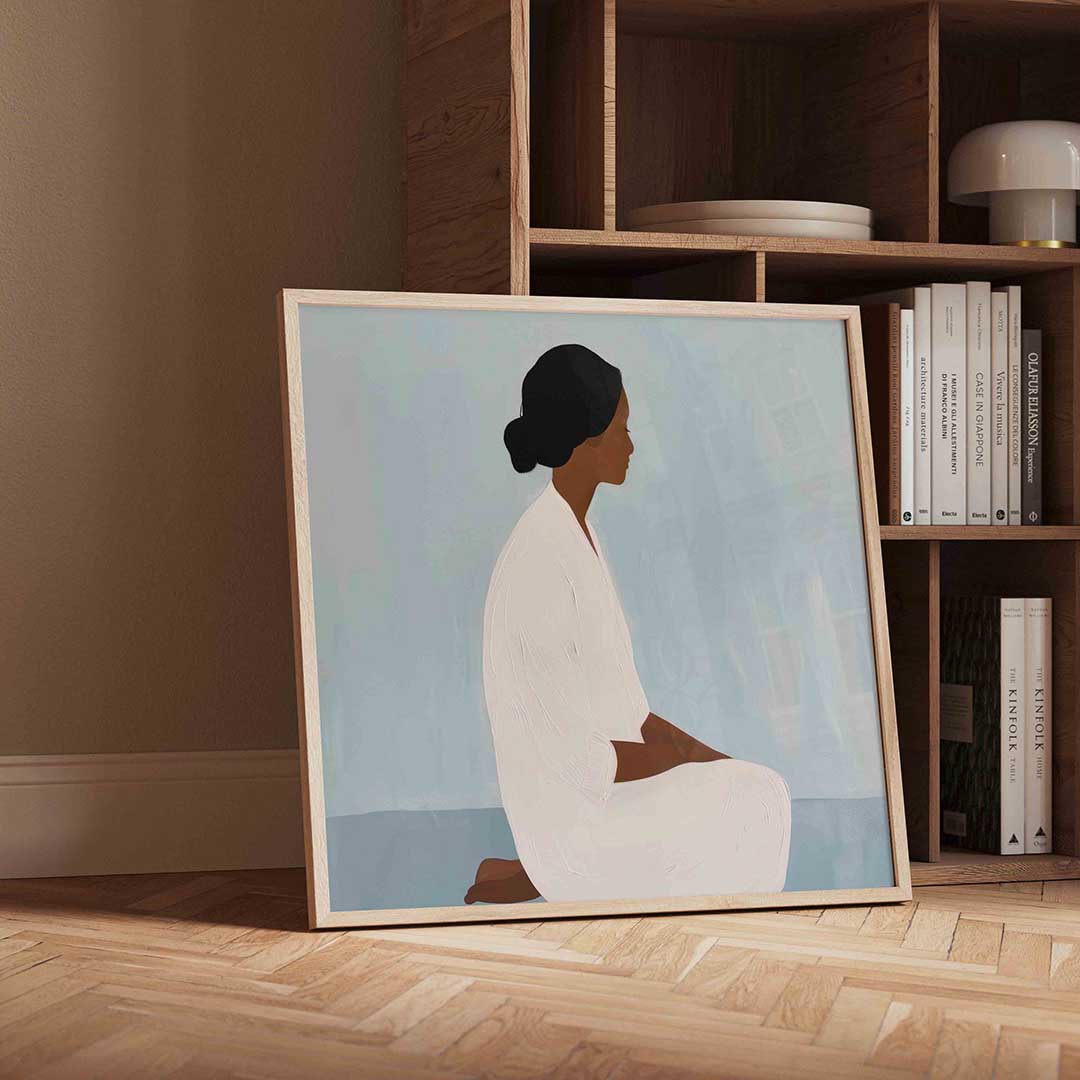 Zittende figuur – moderne wandkunst als vierkante poster