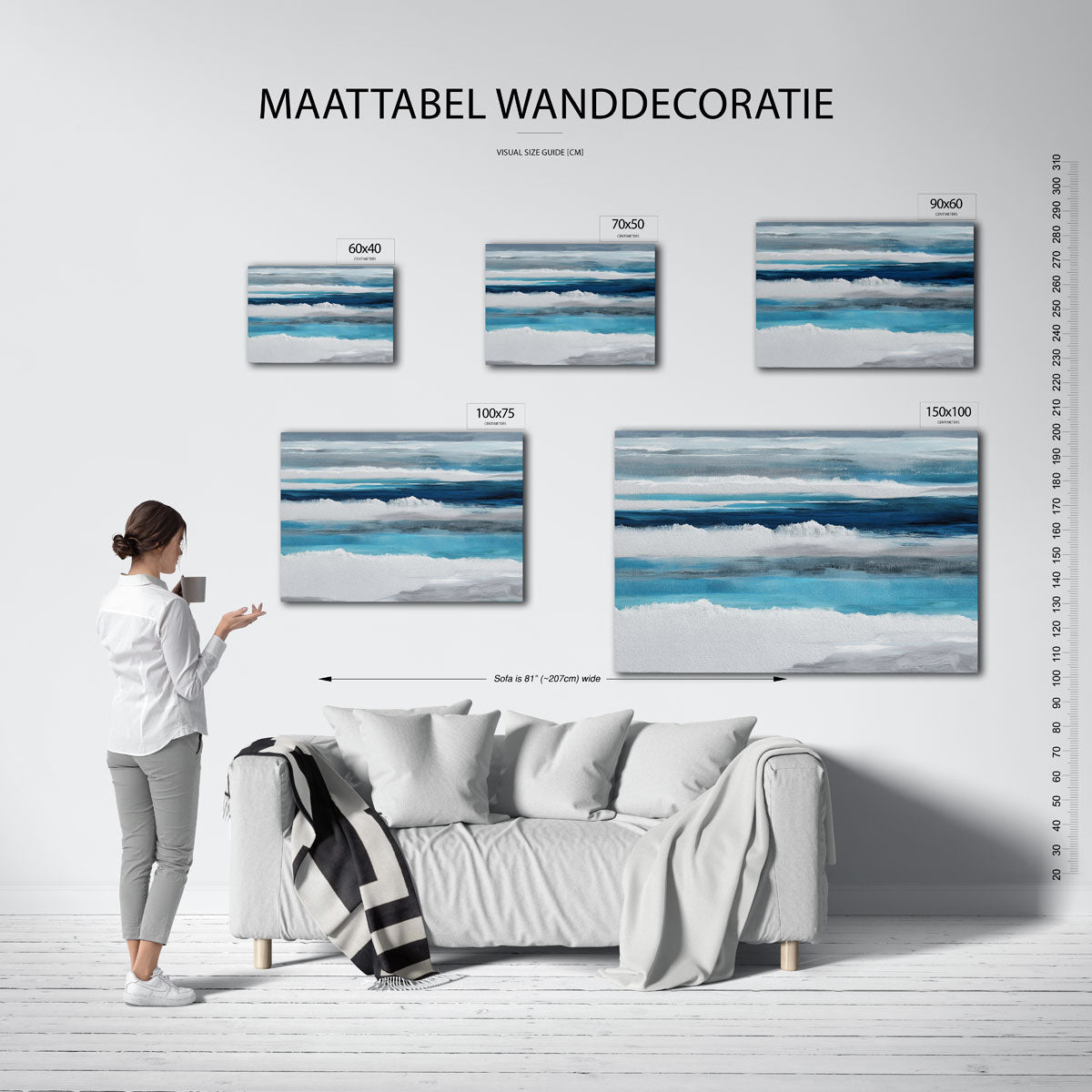 Horizontale kleurenlagen – moderne liggende wandkunst