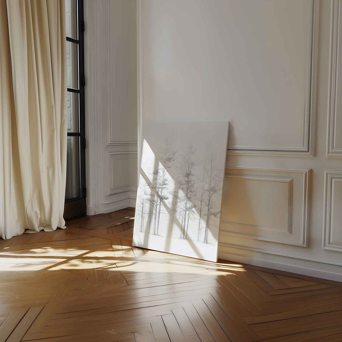 Mystieke Mistige Bomen – canvas wanddecoratie in portret formaat