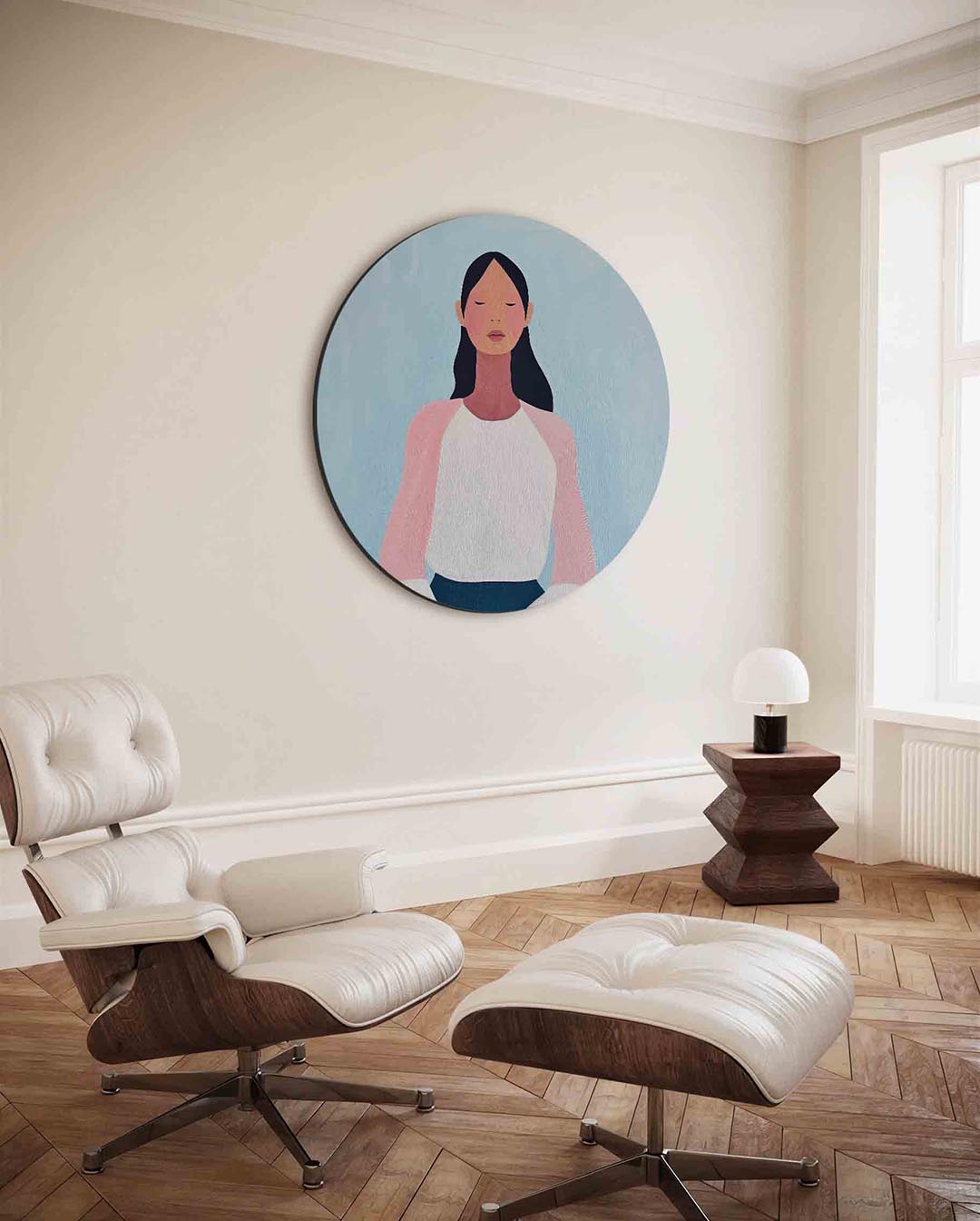 Meditatieve figuur – moderne ronde wanddecoratie van WallArtistic