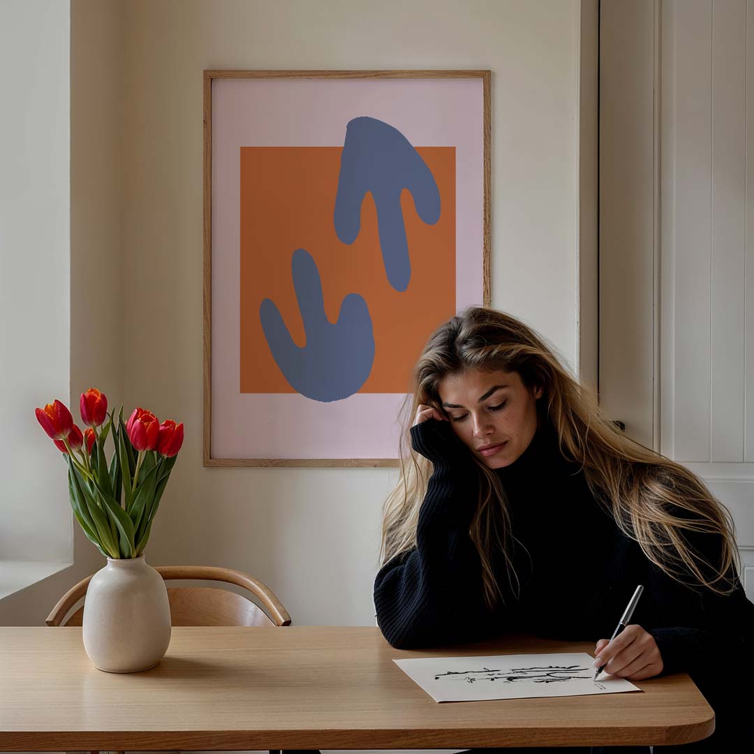Vrolijke Abstracte Kunstposter – staande muurposter met kleurrijke abstracte vormen