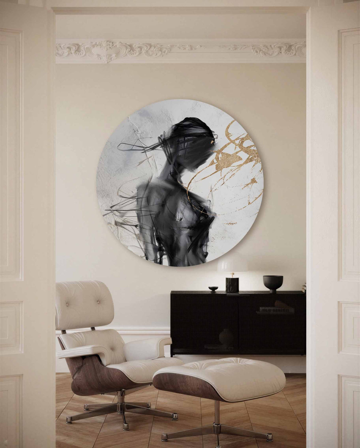 Abstracte figuur – illustratie muurcirkel als ronde muurdecoratie