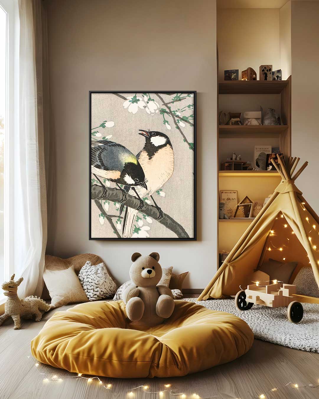 Zingende Vinkjes in de Lente – staand kunstwerk voor modern interieur