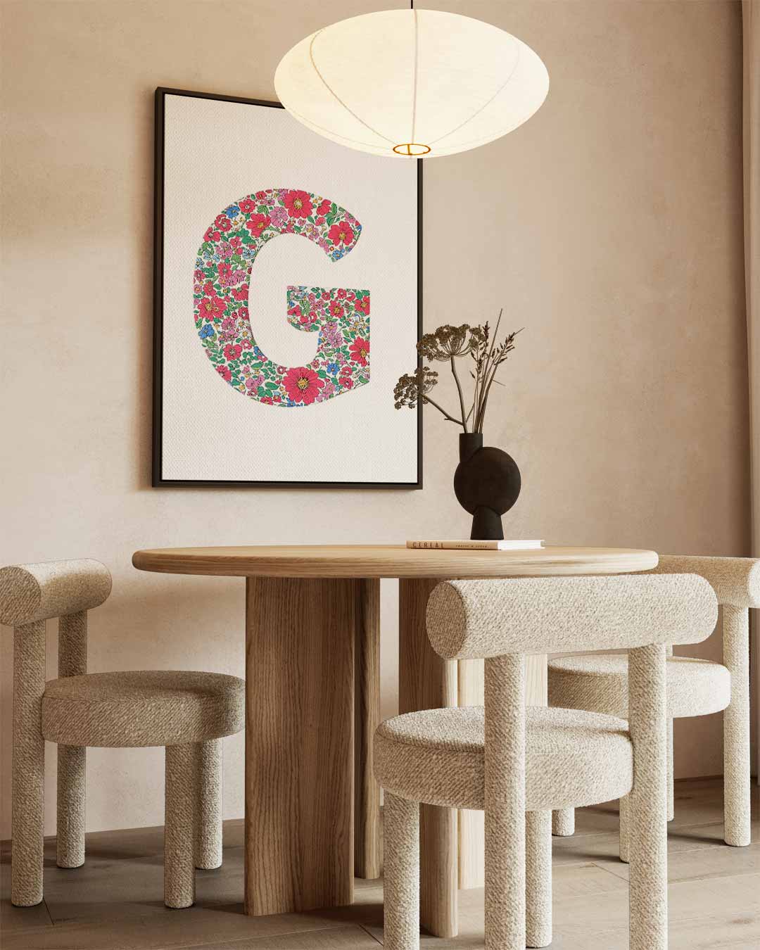 Bloemrijk Alfabet: G – kunstwerk met zwarte baklijst