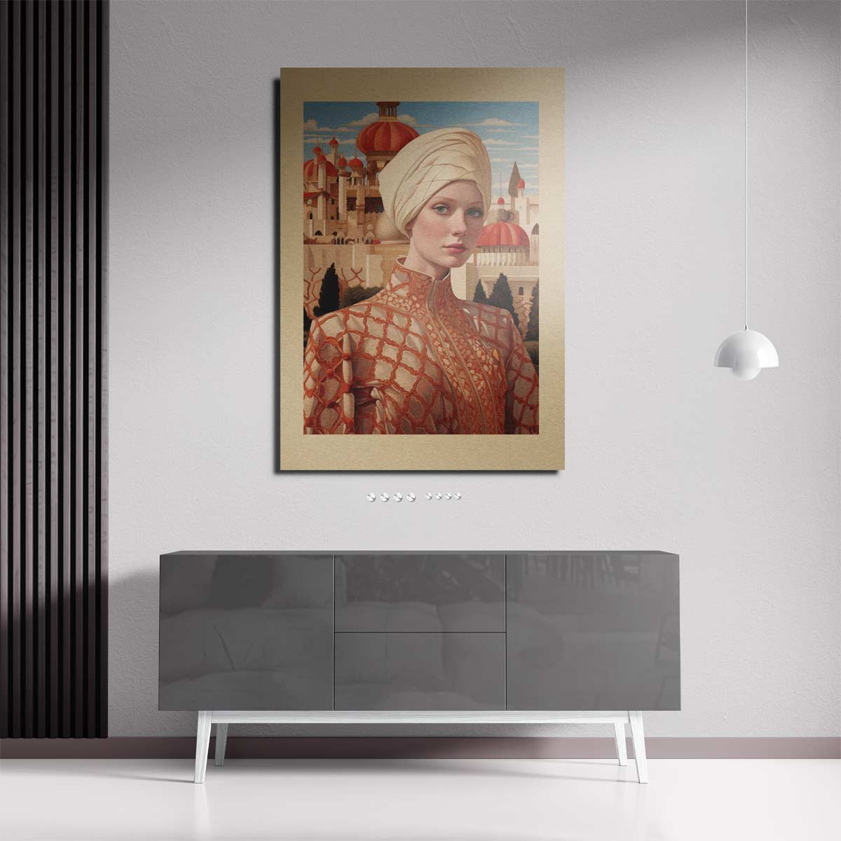 Oosterse Dromen Portret – staande wandkunst voor woonkamer of interieur