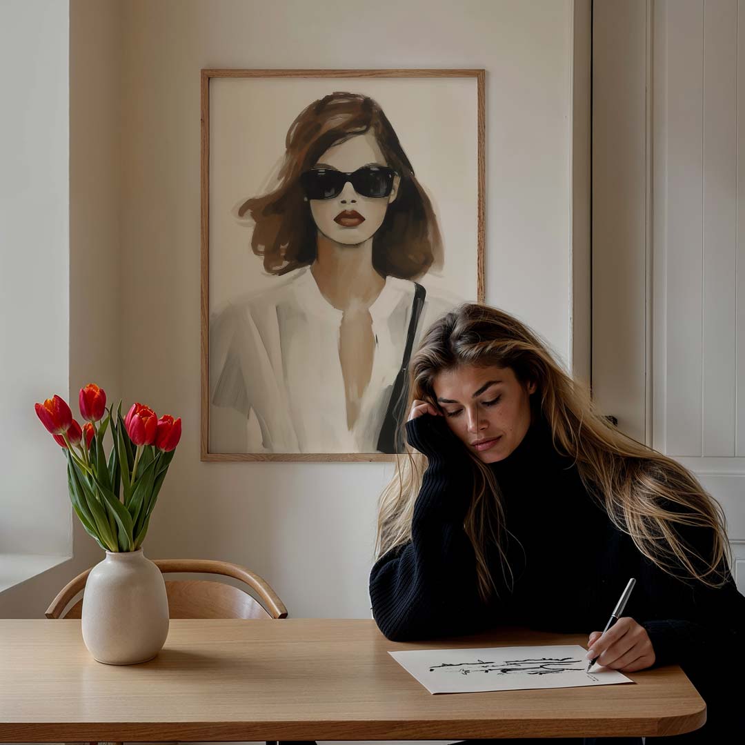 Stijlvolle Fashionista – staande vrouwelijke wanddecoratie van WallArtistic
