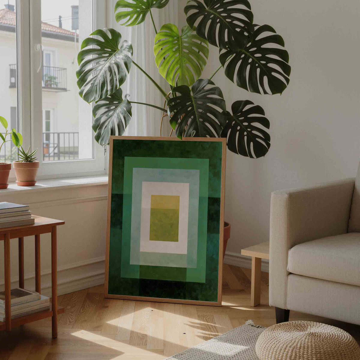 Vierkante lagen – staande botanische wanddecoratie van WallArtistic