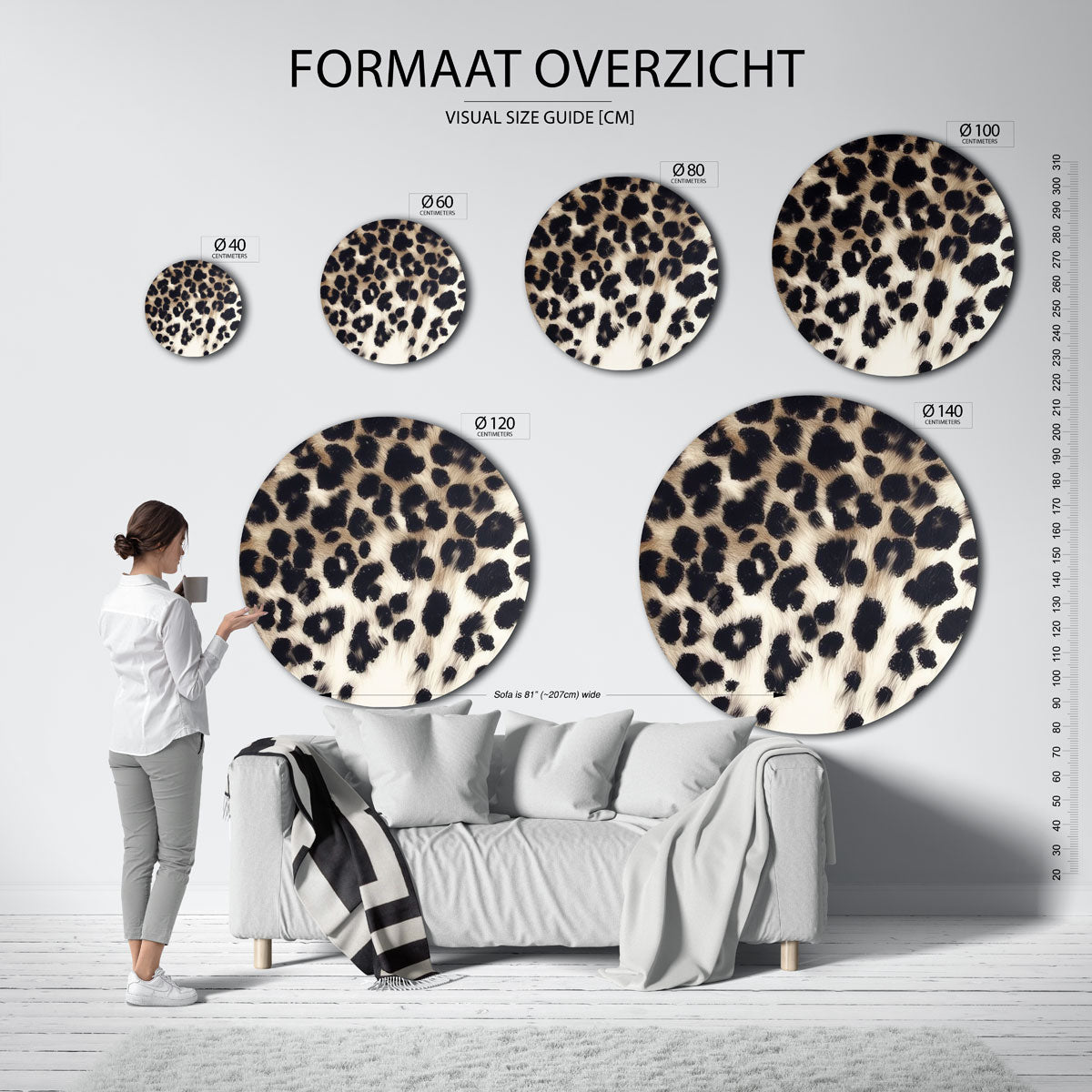 Luipaardpatroon – safari wandkunst als moderne muurcirkel