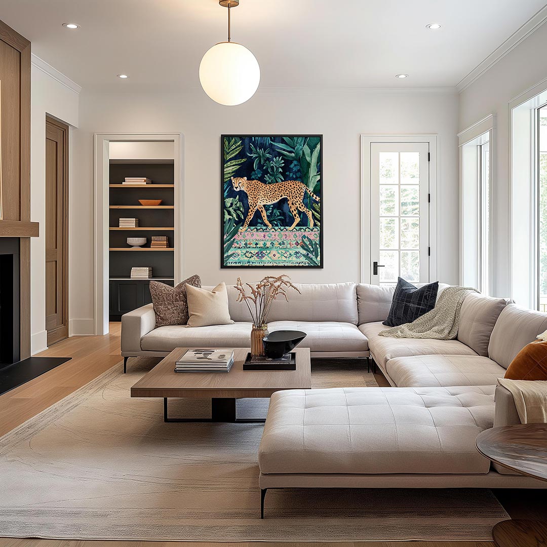 Jungle cheetah wandeling – staand wanddecoratie kunstwerk