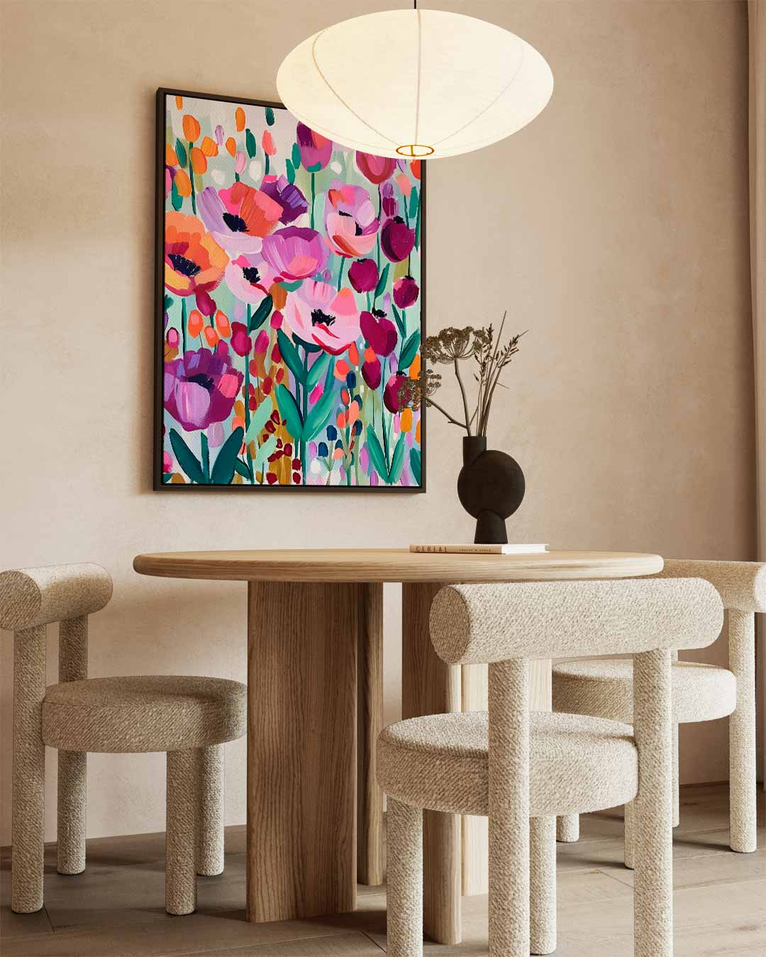 Kleurrijke Bloementuin – dibond wanddecoratie in staand formaat