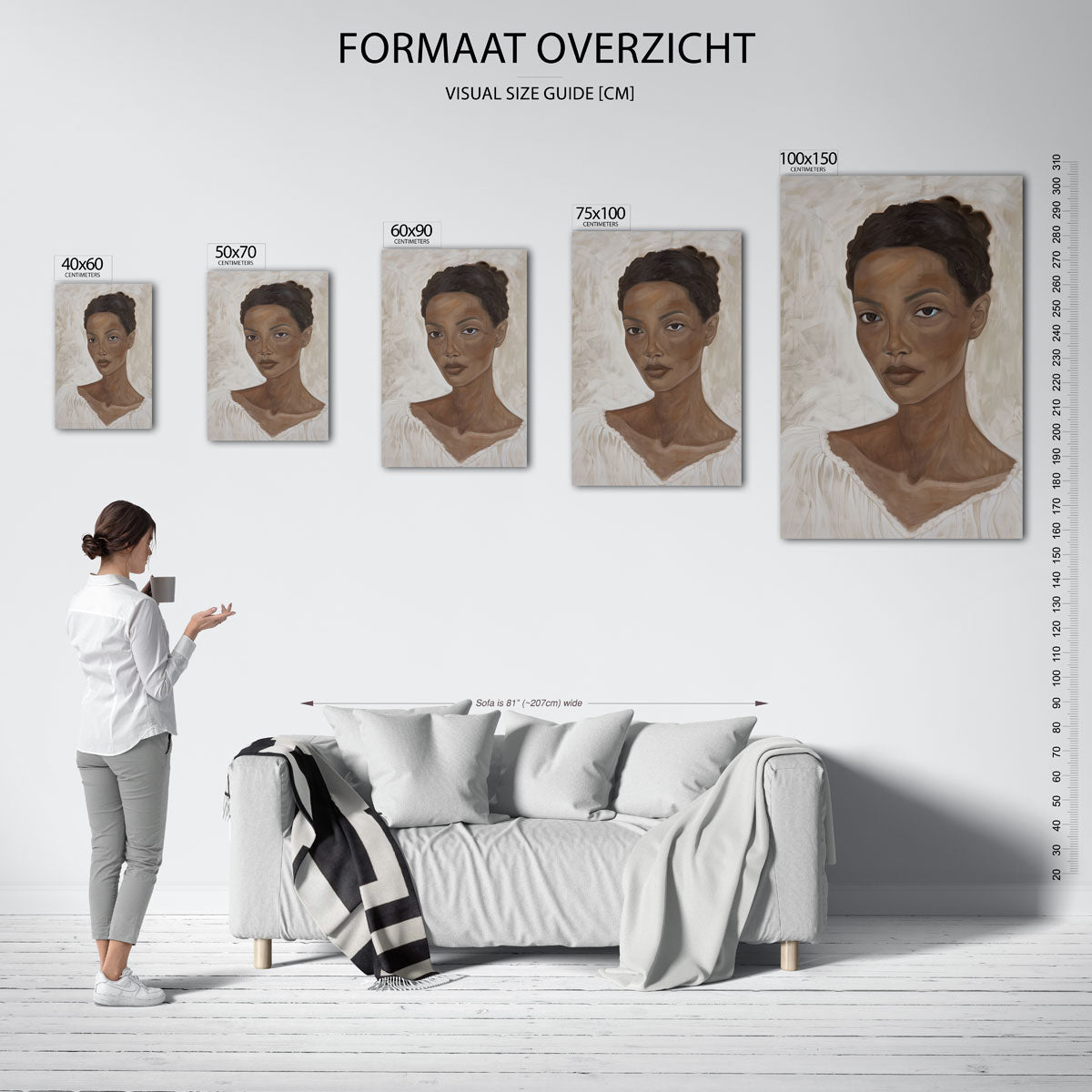 Portret in aardetinten – staand wanddecoratie kunstwerk