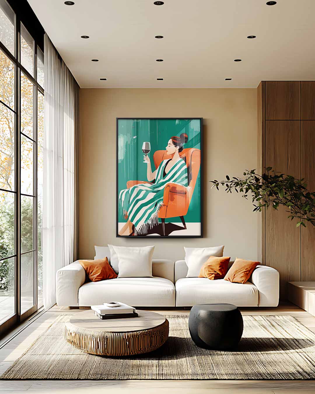 Ontspanning met Wijn – staand kunstwerk voor modern interieur