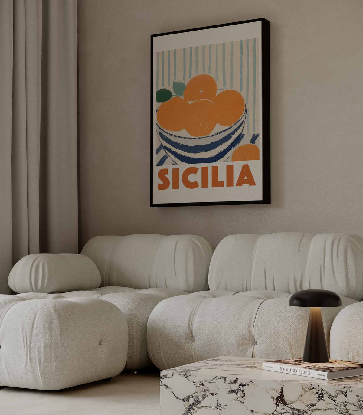 Siciliaanse Sinaasappels in Strepen – canvas wanddecoratie in portret formaat