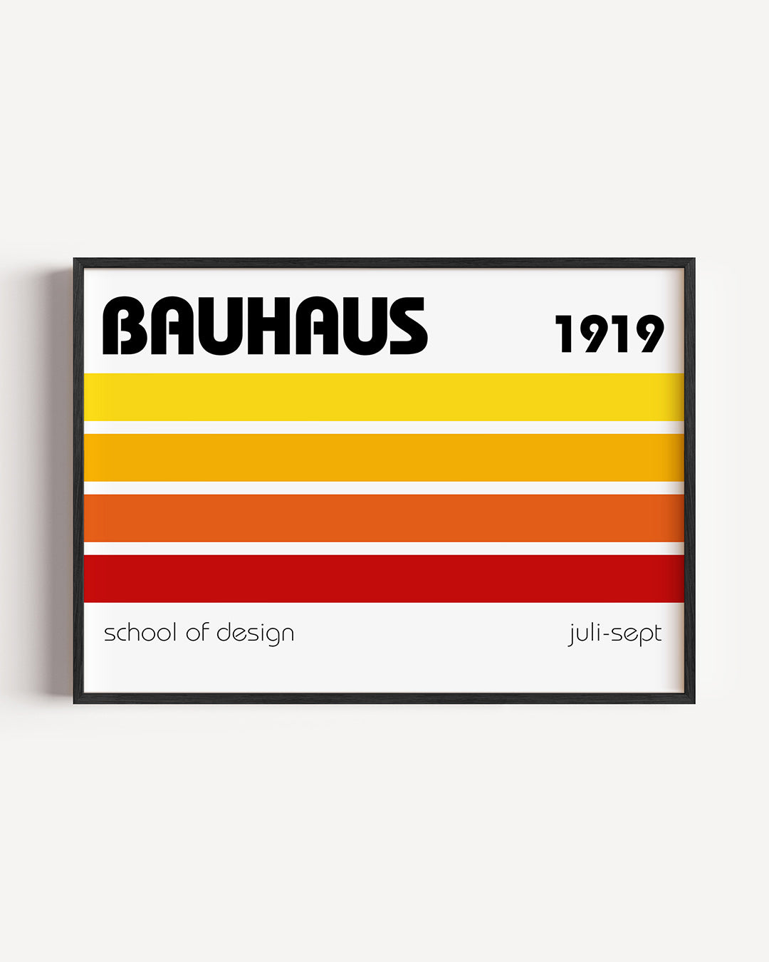 Kleurstroken en tekst – liggende Bauhaus poster als wanddecoratie