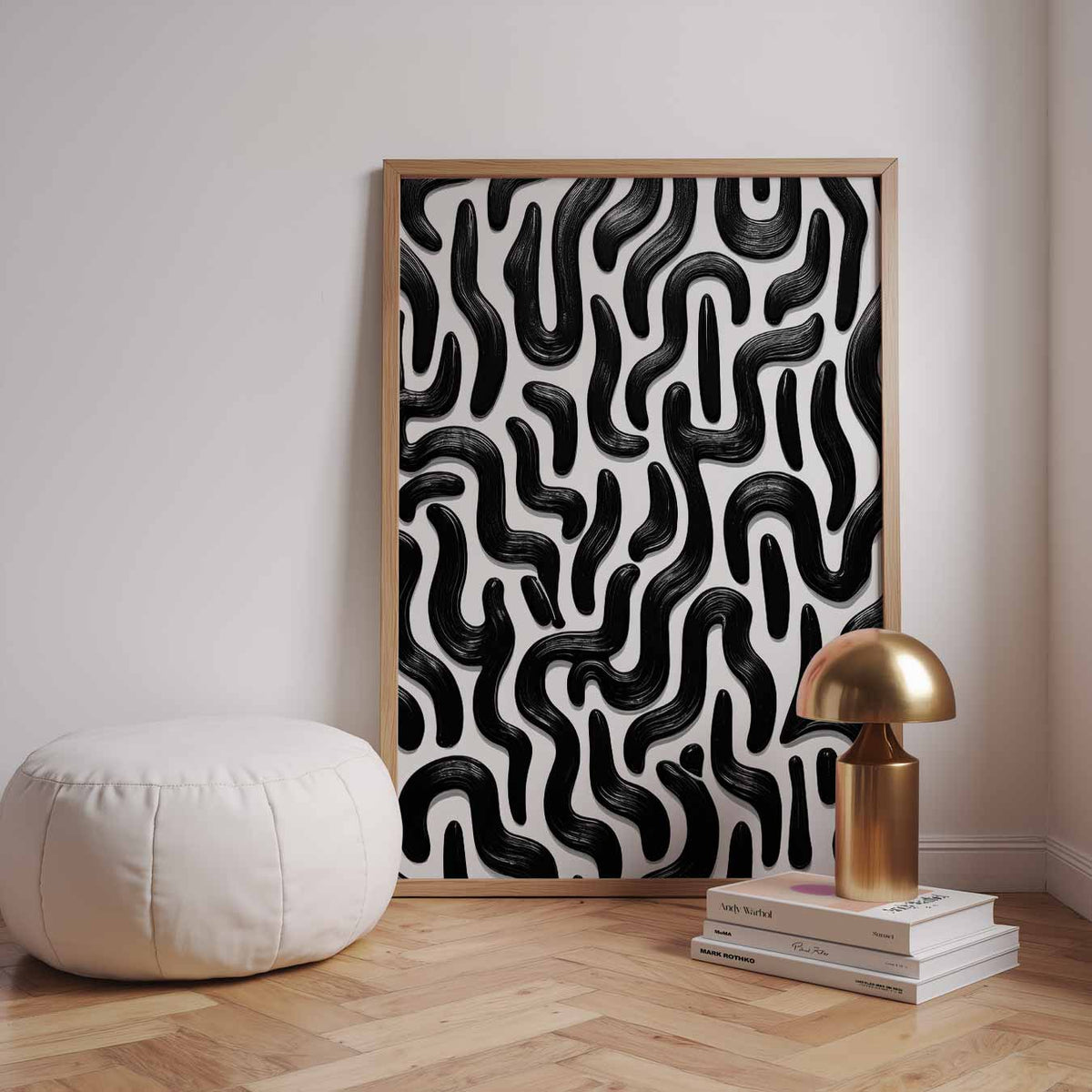 Moderne Zwart-witte Kunstposter – staande kleurrijke abstracte wanddecoratie van WallArtistic