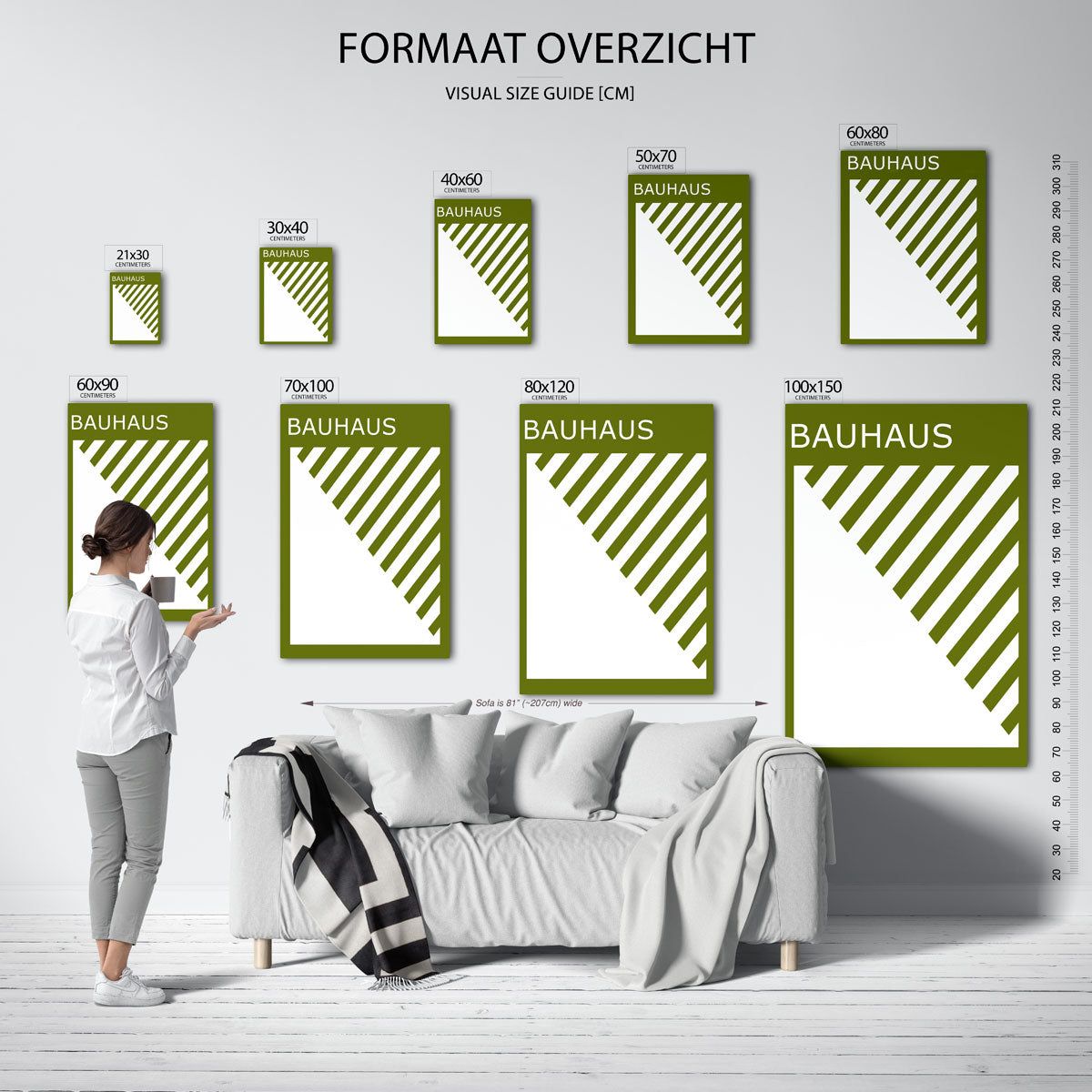 Diagonal lijnen – Bauhaus poster als moderne geometrische wanddecoratie