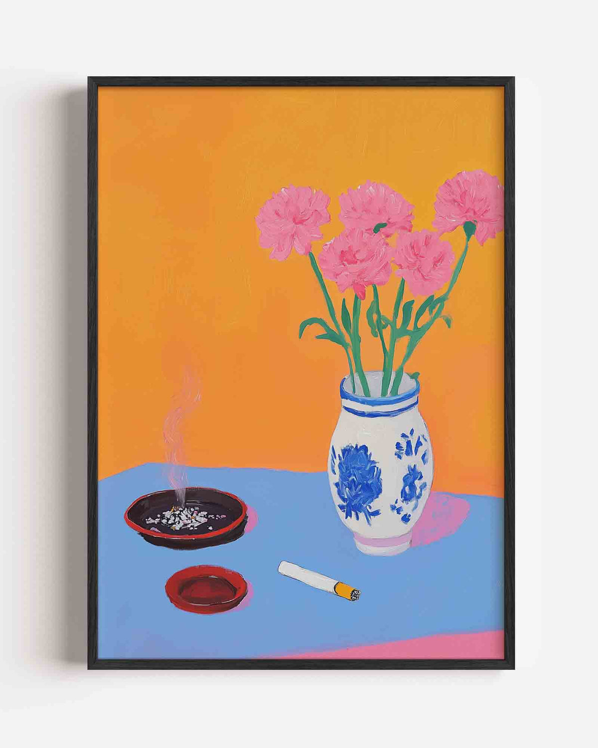 Bloemen en asbak – moderne portret poster als wanddecoratie