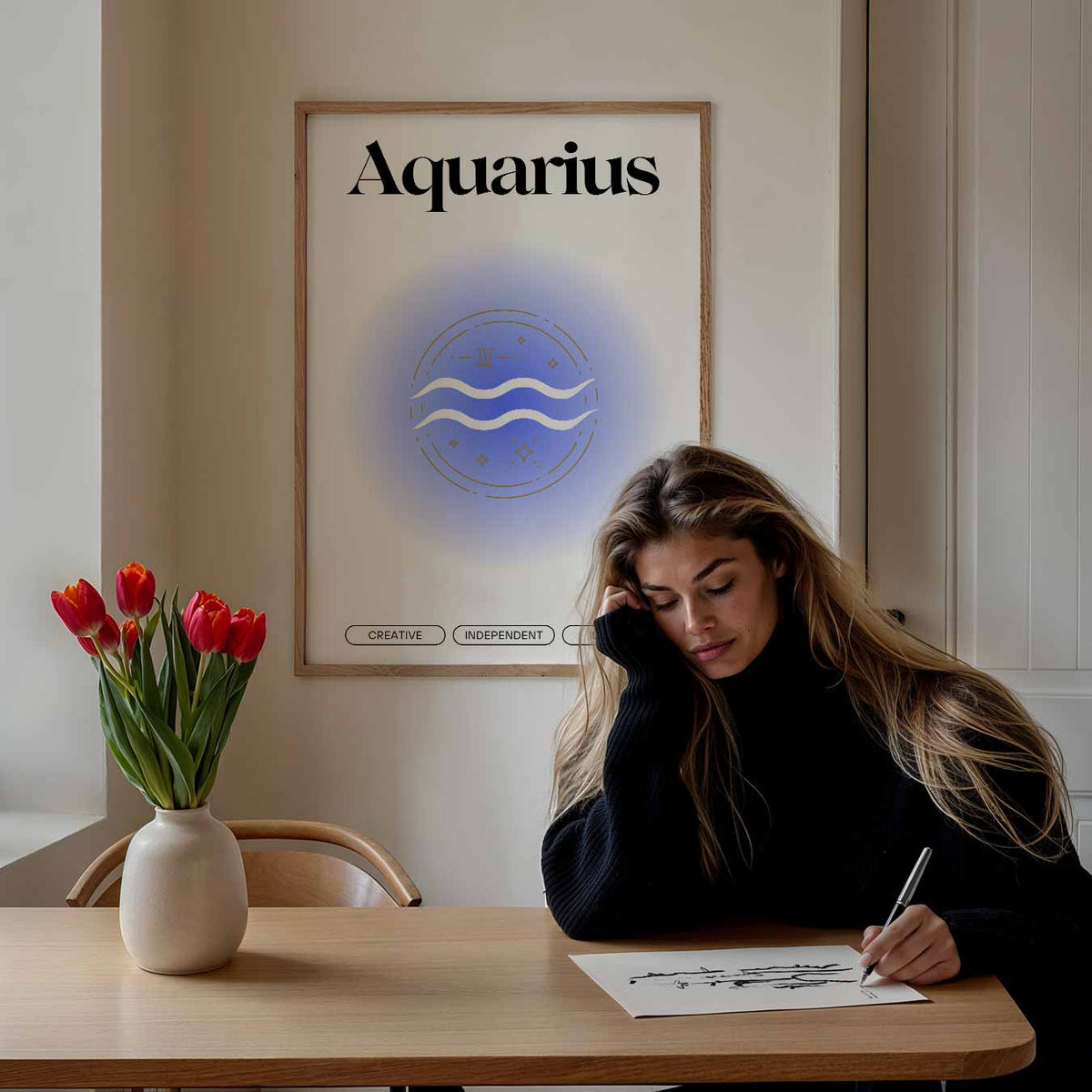 Aquarius Sterrenbeeld – mindful poster als rustige wanddecoratie