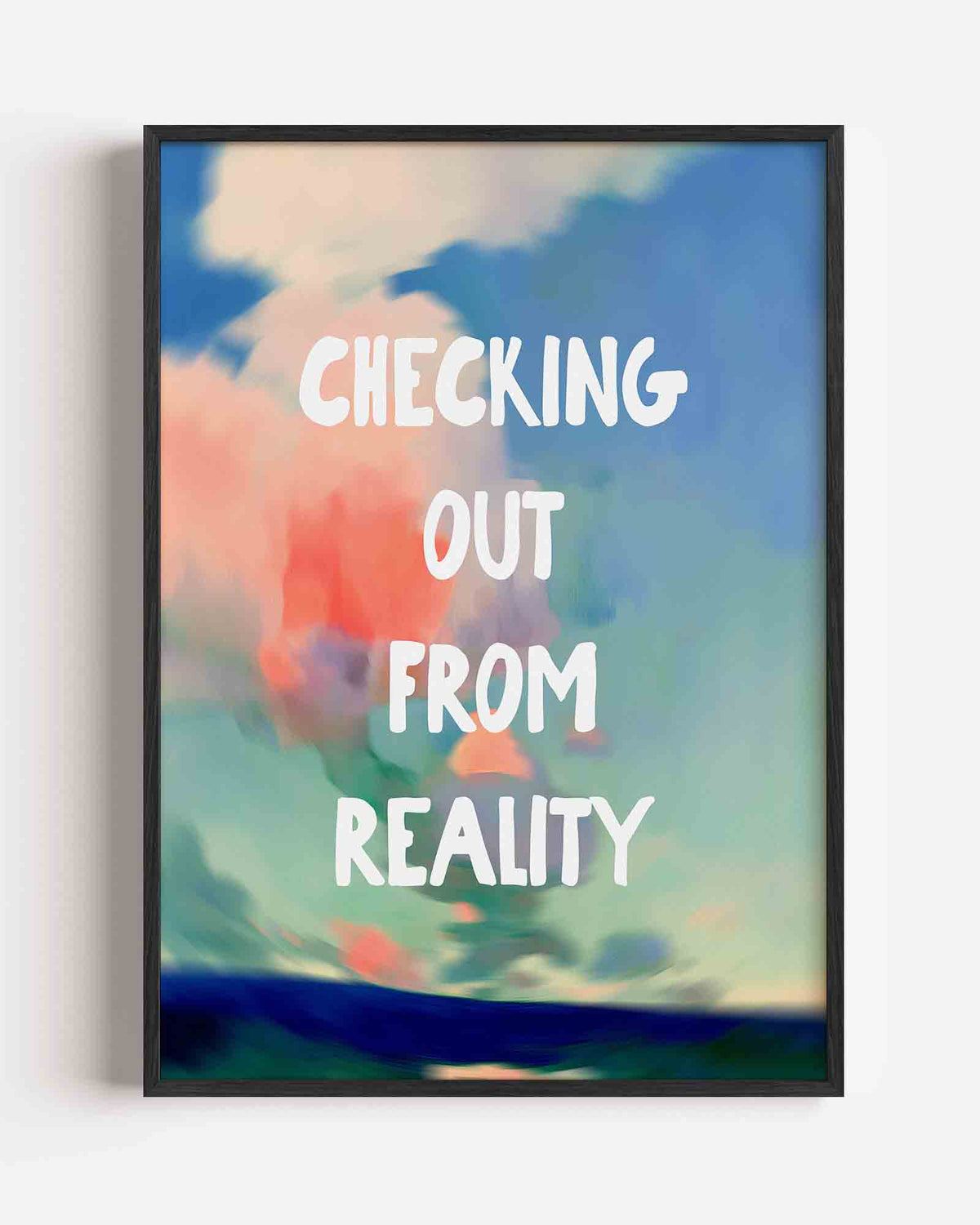 Checking out from reality – hedendaagse illustratie portret poster als wanddecoratie