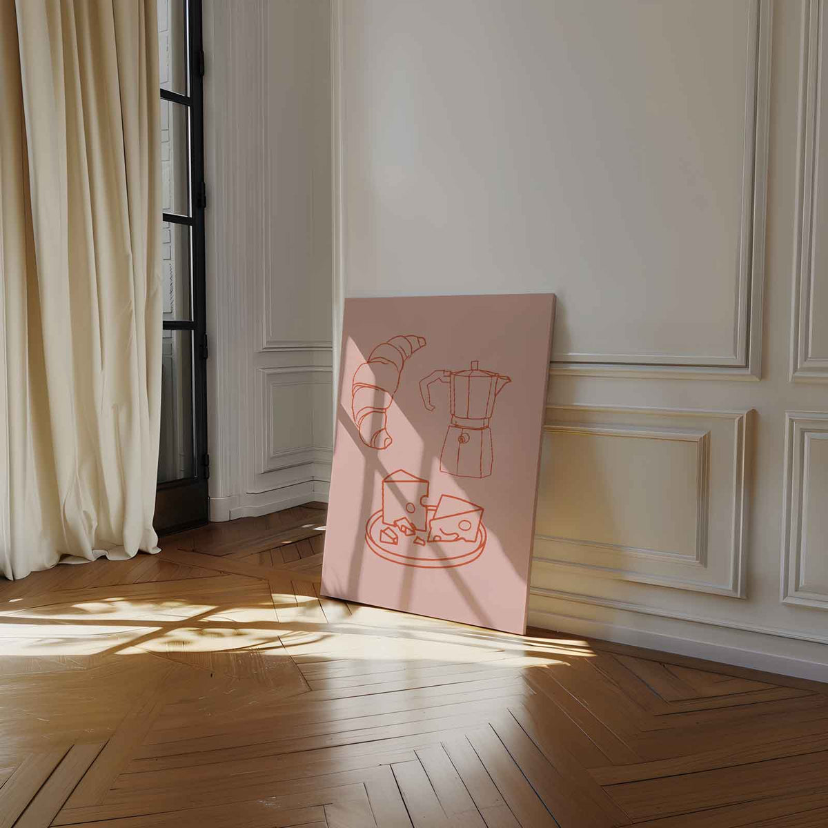 Ontbijt in Lijntekeningen – staand kunstwerk voor modern interieur