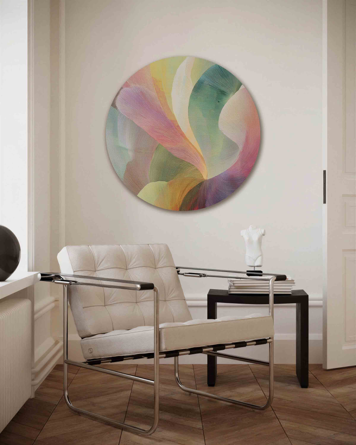 Abstracte vormen – abstracte muurcirkel als ronde wanddecoratie