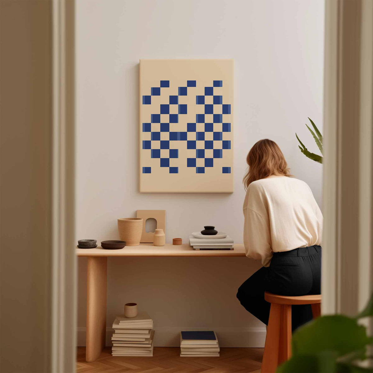 Ritmisch Blauwe Vlakken – plexiglas kunstwerk als wanddecoratie