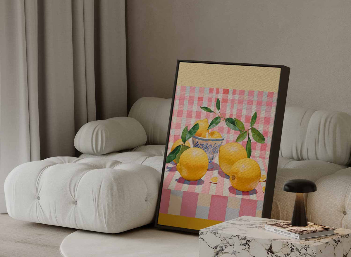 Citroenen in Speelse Strepen – portret kunstwerk als wanddecoratie, afbeelding 13