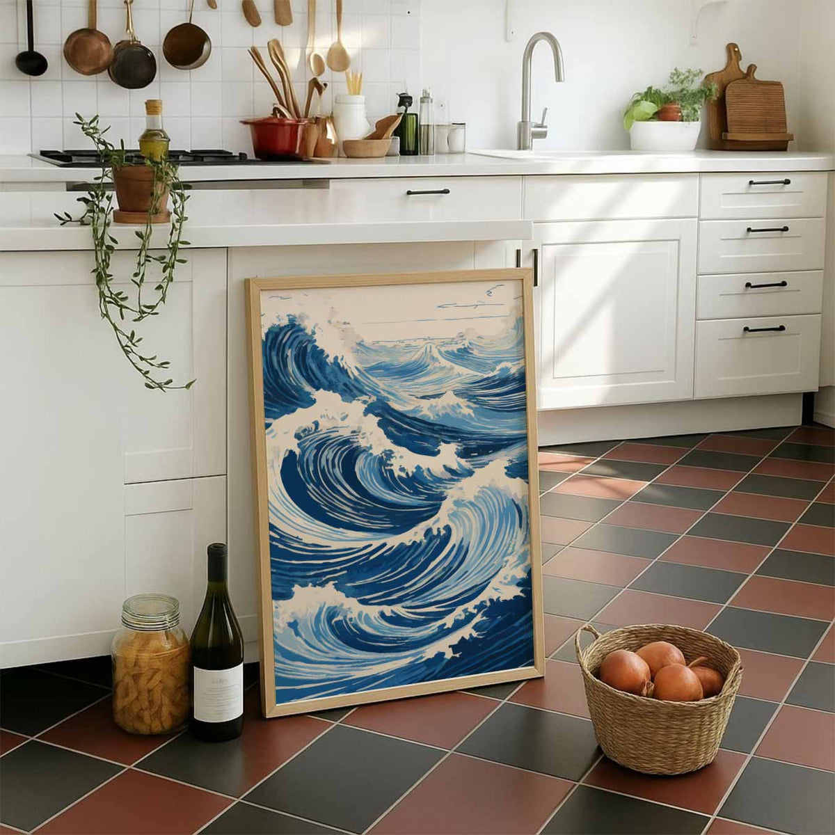 Dynamische Oceaangolven – staande muurposter met zomerse uitstraling