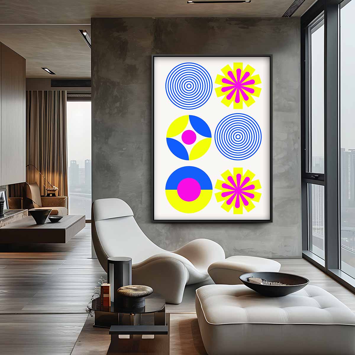 Kleurrijke Cirkelpatronen – canvas wanddecoratie in portret formaat