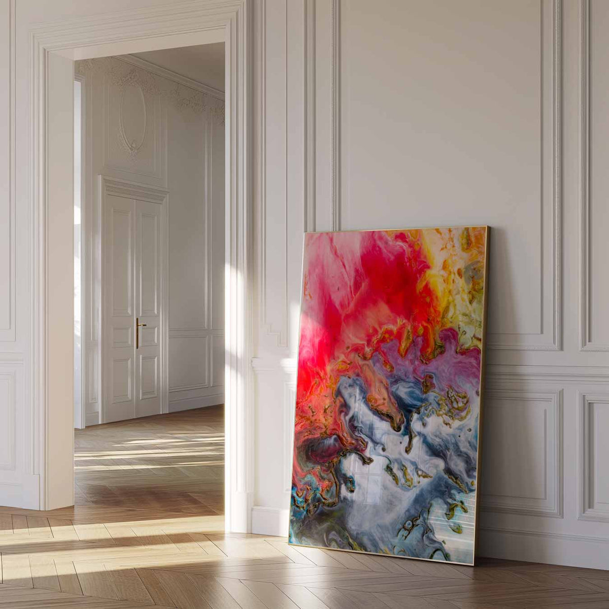 Kleurenexplosie Canvas Art – urban poster in staand formaat