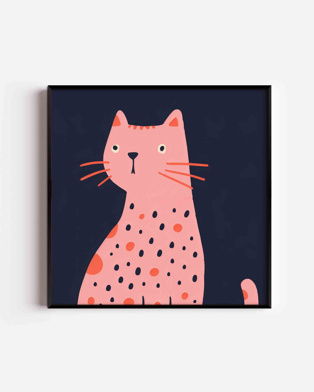 Roze kat – vierkante kinderposter als wanddecoratie