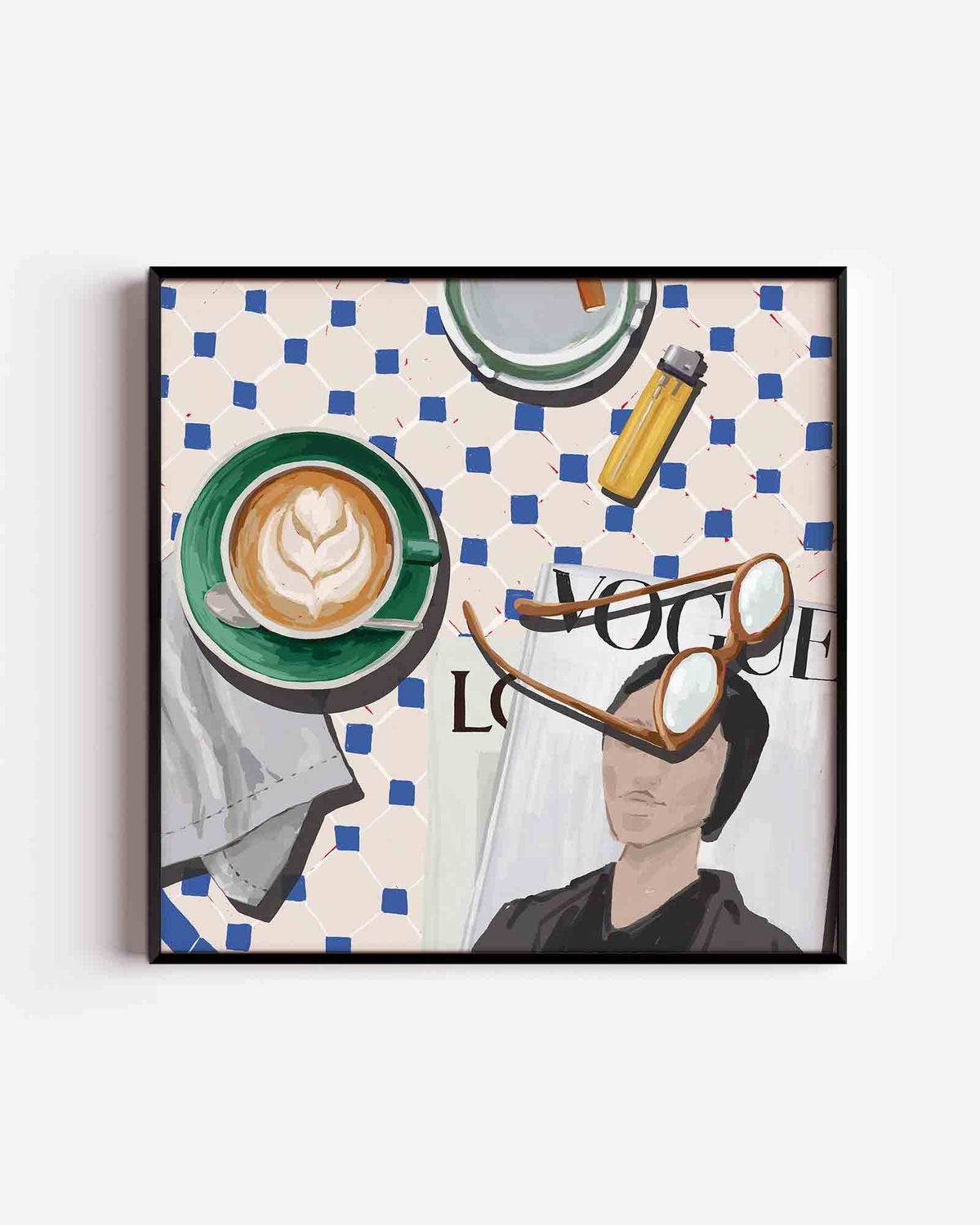 Koffie en tijdschrift – keuken vierkante poster als wanddecoratie